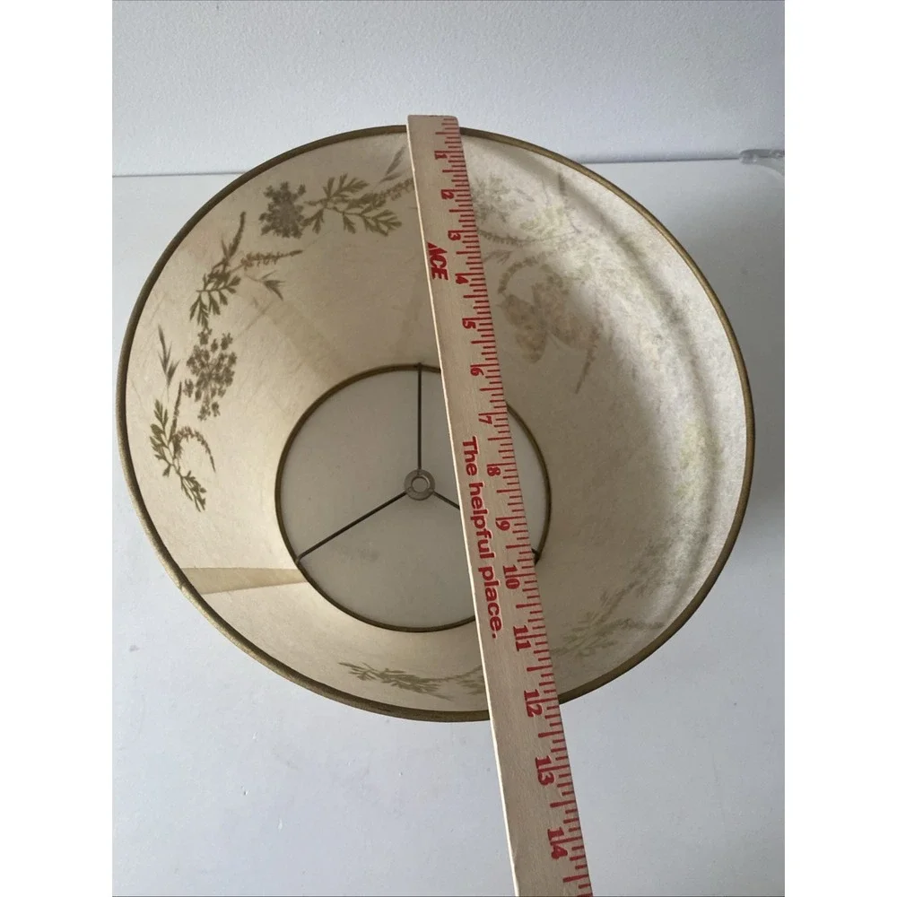 Vtg. Botanical Lamp Shade Dried Pressed Flowers/Leaves/ Butterfly Boho Farmhouse